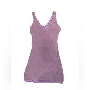 purple crochet mini dress